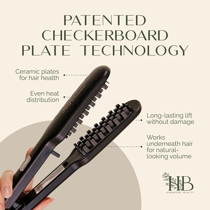 Harmonize Beauty VOLOOM 1.5" Hair Crimper Tool for Women - Volumizing Iron for Long Thick Hair - Professional Crimping Iron with Patented Plate Technology - Sleek Design for Instant Volume & Lift