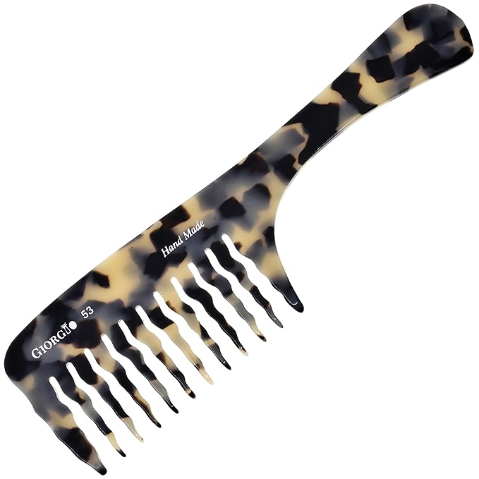 Giorgio G53 Wide Tooth Comb for Curly Hair Detangler, Wide Tooth Combs for Women with Thick Hair, Large Tooth Comb For Wet Hair and Dry, Handmade Rake Comb Detangler Saw-Cut and Hand Polished (8")