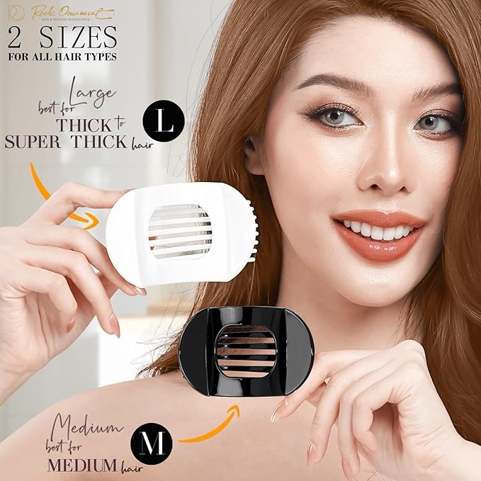 RC ROCHE 6 Pcs Flat Claw Hair Clips for Women Thick Hair French Round Duckbill Square Secure Strong Hold Grip Clamps Barrettes Curved No Slip No Crease Plastic Styling Cute, Medium Holiday Special