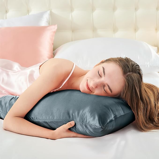 BEDELITE Satin Body Pillow Cover 2 Pack, Super Soft and Cooling Body Pillow Pillowcase for Hair and Skin, Breathable Silky Full Long Pillowcase Cover(20"x54", Space Grey)