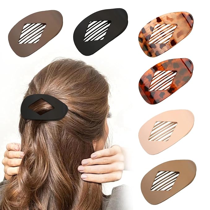 Matte Duckbill Claw Clips for Women, Strong Hold Flat Hair Clips for Thick Hair, Simple Elegant Resin Hair Clamps, Non-Slip Solid Color Hair Accessories for Work & Daily Use (B)