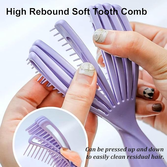 Hair Brush for Afro American/African Hair Textured Professional Curved Vented Brush Wet Dry Curly Hairbrush Detangling Massage Hairdressing Comb (Purple, Small)