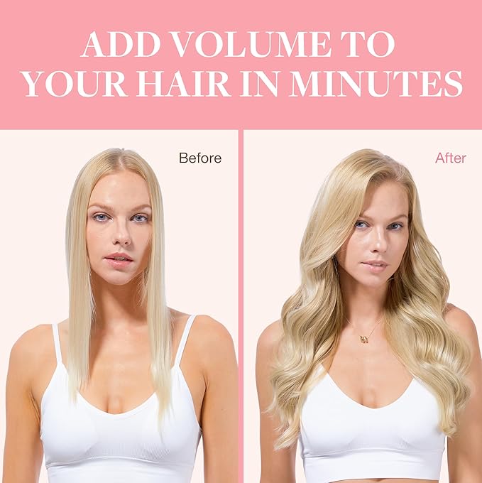 GOO GOO Clip in Hair Extensions Real Human Hair, Remy Human Hair Extensions Clip ins for Women, Natural Human Hair, 24inch 170g 7Pcs, #18A/613A Dark Blonde Highlighted Bleach Blonde