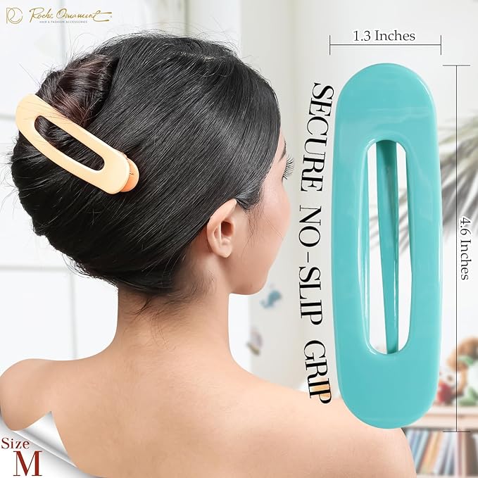 RC ROCHE 6 Pcs Flat Claw Hair Clips for Women Lay Down Barrettes No Crease Side Slide Thick Long Hair Duckbill French Against Head Jaw Claw Styling Clamp, Medium Pastel