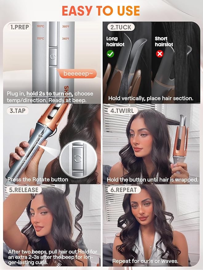 SHEGLAM Curling Iron Automatic Gift for Woman (Gold, 1.25 inch)