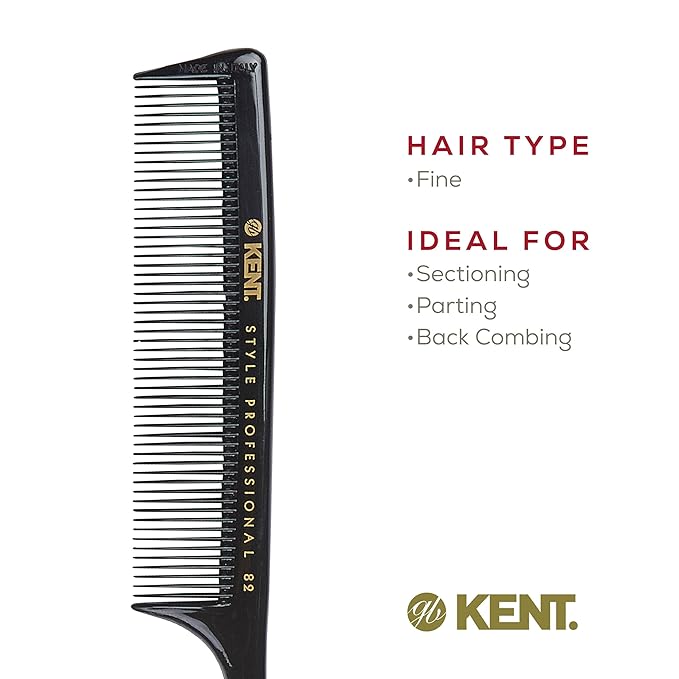 Kent SPC82 Fine Tooth Salon-Style Dressing Comb - Professional Barber Haircut Comb for Styling and Teasing - Quality Barber Supplies - Saw-cut Handmade in England