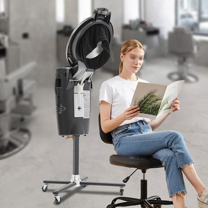 Hair Steamer Professional Hair Salon Steamer with 12 Color Light & Ozone,40-70℃/104-158℉,Hair Steamer with Temperature and Time Adjustment (Black)