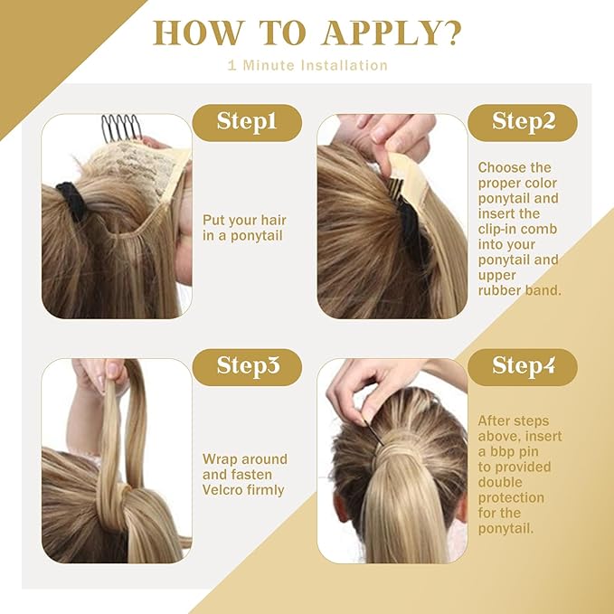 Ve Sunny Hair Extensions Ponytail Real Human Hair 80G Wrap Around Clip in Ponytail Hair Extensions Straight Extensions Human Hair for Women Copper 14inch