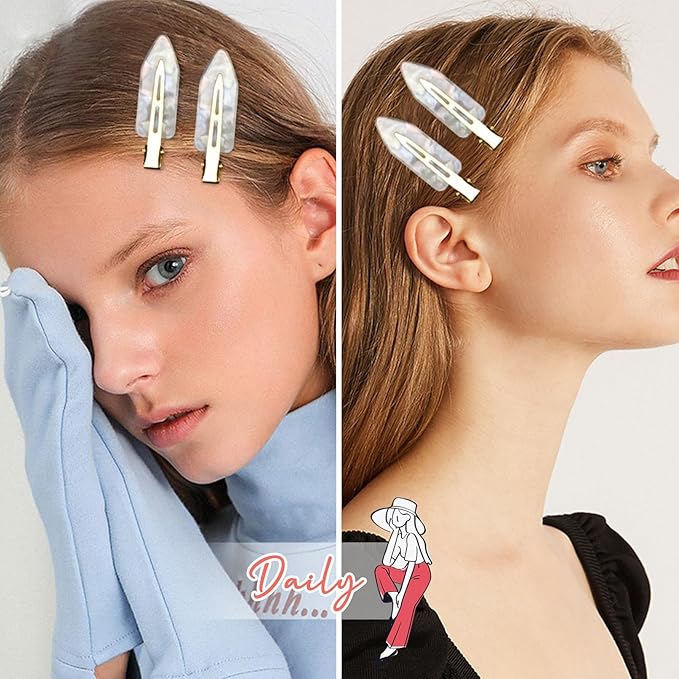 20PCS Bridesmaid Hair Clips - No Bend, Creaseless White Hair Clips for Bride, Women & Girls (20Pcs/10Cards)