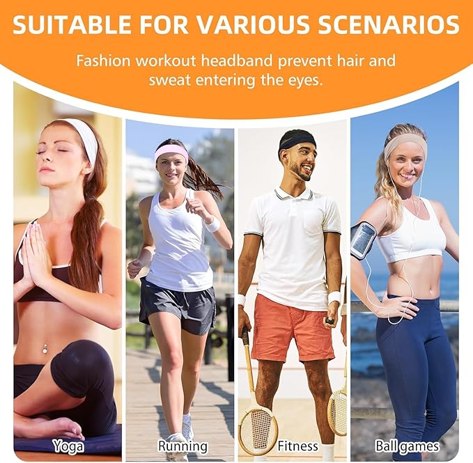 Sports Headbands - Yoga Headbands Hairbands Exercise Bands Soft and Stretchy Elastic