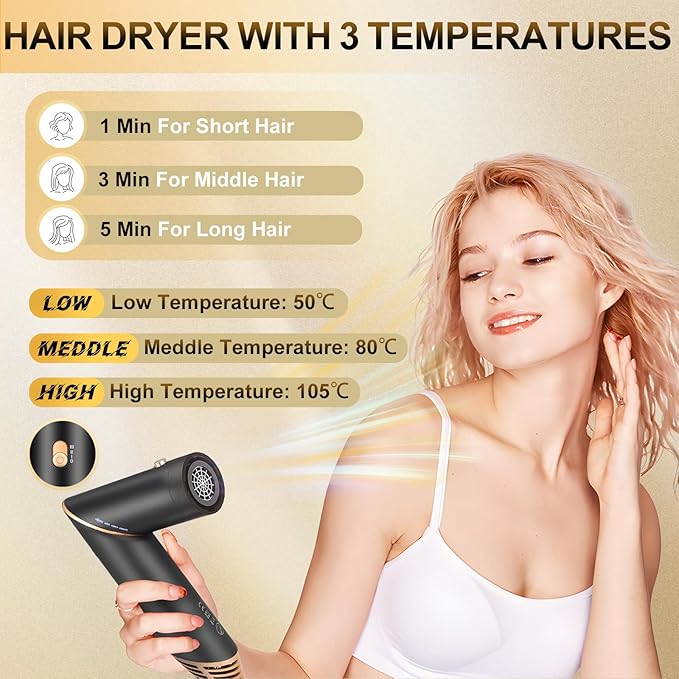 Hair Dryer Brush Set 6 in 1, Anluomania Blow Dryer Brush Foldable, Multi Negative Ionic Curl Hair Dryer Hair Styling Tools, Detachable Air Hair Styler Curling Iron for Curling, Drying, Straightening