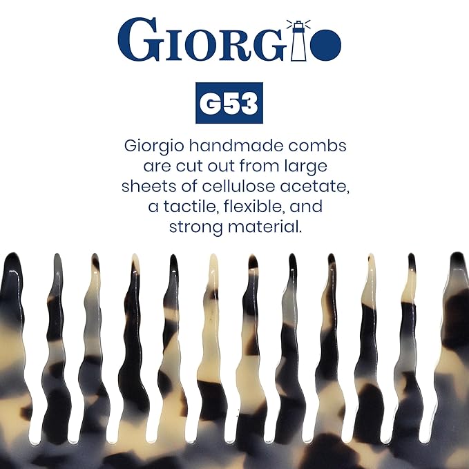 Giorgio G53 Wide Tooth Comb for Curly and Thick Hair - Large Rake Detangler Comb for Wet or Dry Hair, Handmade and Hand Polished (8)