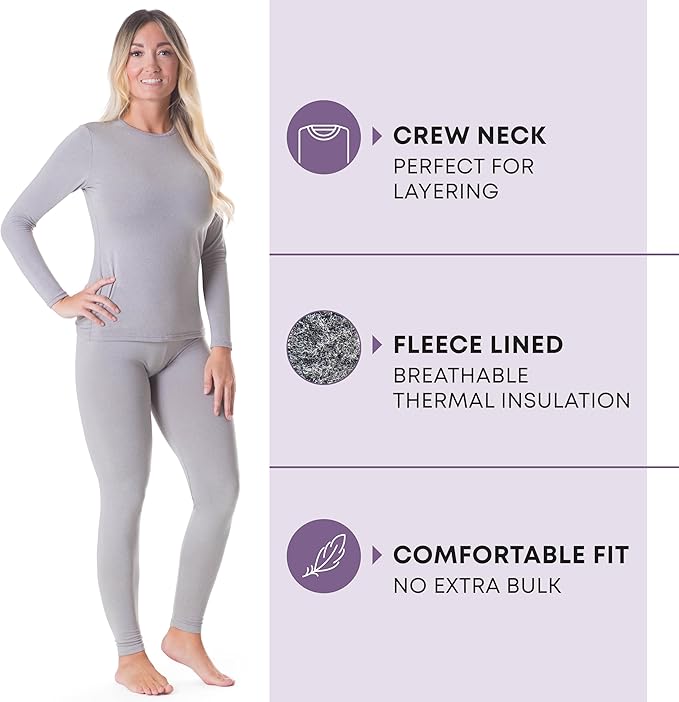 Rocky Thermal Underwear Women Long Johns Womens Thermals Top Bottom Set Fleece Lined Under Wear Clothes Base Layer Thermals