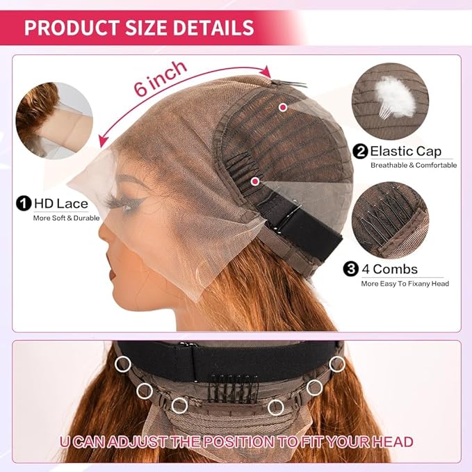 18 Inch 13x6 Lace Front Wigs Human Hair 200 Density P4/27 Highlight Ombre Body Wave HD Lace Front Wigs Human Hair Pre Plucked