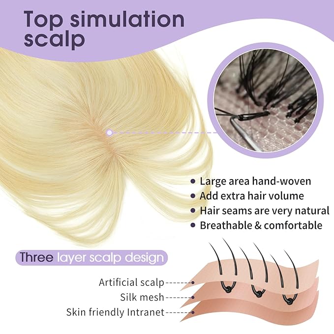 Hair Topper for Women with Thinning Hair, Lightweight & Add Volume Hairpiece for White HairRoots Cover, Changing Hairstyle, Trendy and Comfortable Design