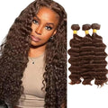 Chocolate Brown Bundles Human Hair Color 4 Deep Wave Bundle Brazilian Virgin Remy Hair 3 Bundles 22 24 26 Inch Niegmeag Double Weft Dark Brown Deep Wave Bundle Hair Weave 300g