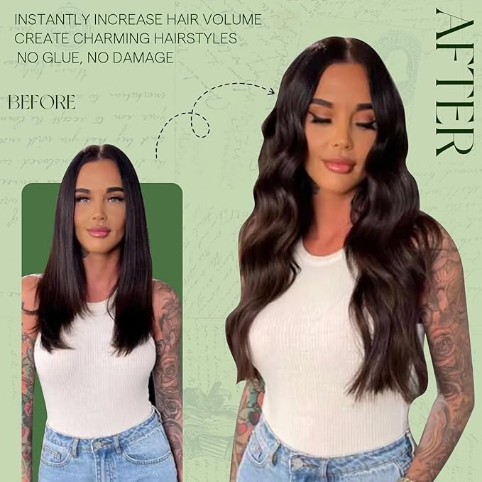 RUNATURE Real Hair Extensions Clip Ins, Brown Clip in Hair Extensions Real Human Hair, 18 Inch 120g 7pcs Full Head Thick Remy Hair, Add Hair Volume #4 Chocolate Brown