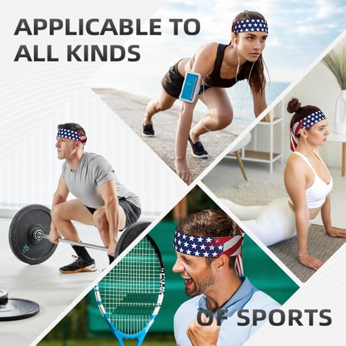 Sports Tie Headband Bandana Running Athletic Sweat Band Elastic Adjustable Sport Head Tie for Men Women Head Ties Ninja Tie Headbands Tennis Sweatbands Soccer Basketball Teams Running Head Band