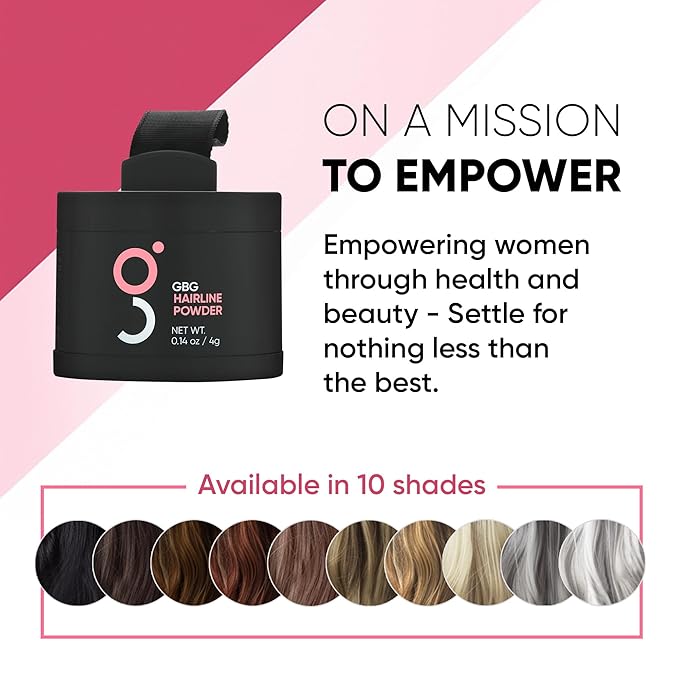 GBG Hairline Powder, Grey- 48-Hour Coverage Root Touch Up Powder for Bald Spots, Instant Hair Loss Concealer & Brightening Highlights - Hair Fillers for Thinning Hair for Women & Men, 4g