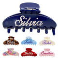 Personalized Colorful Name Hair Claw Clips for Women,Custom Hair Clips with Diamond,Cute Hair Accessories 4",Handmade Rhinestones Hair Clamp Gifts for Mom,Bride,Wife,Bridesmaid,Couples（Deep Blue）