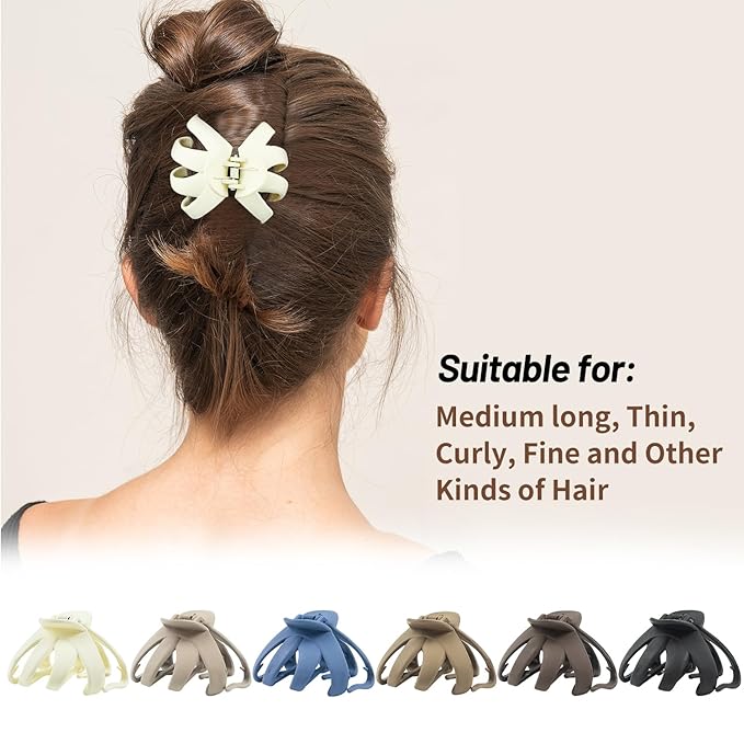 2.8 Inch Medium Octopus Hair Clips for Women, Matte Claw Clips for Thin Hair, Strong Hold Non-slip Spider Octopus Clip for Fine Hair Jaw Clips