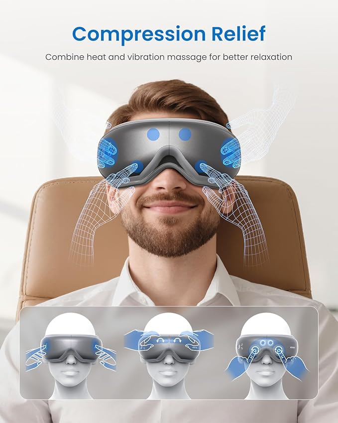 RENPHO Eyeris 1 Eye Massager with Heat, Christmas Birthday Gifts for Women Men Mom Dad Her Him, FSA Eligible HSA Eye Mask for Migraine, Smart Sleep Mask for Dry Eyes Relax, Reduce Strain