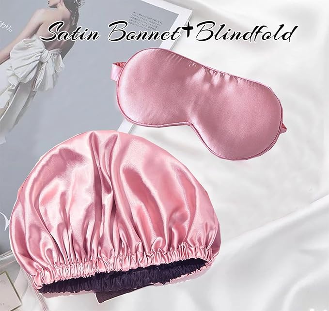 2Pcs Hair Bonnets For Sleeping Satin Bonnet Silk Bonnets For Women Silky Night Caps Womens Curly Hair Sleep Cap
