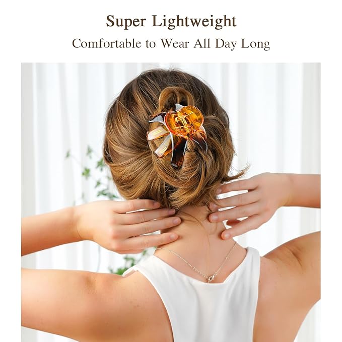 MAORULU Big Claw Hair Clips for Women and Girls, Strong Hold, 6 Packs (Black, Clear, Tortoise)