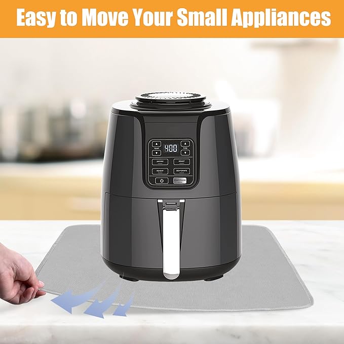 Heat Resistant Mat for Air Fryer, 21 x 29.5in Countertop Protector, Fireproof Silicone Appliance Slider for Coffee Maker, Toaster, Oven (Grey)