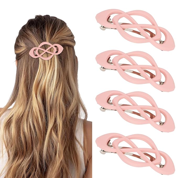 Pink Hair Barrettes for Women 4packs Hair Clips French Hair Barrette Clip Pink Accessories for Women Girls