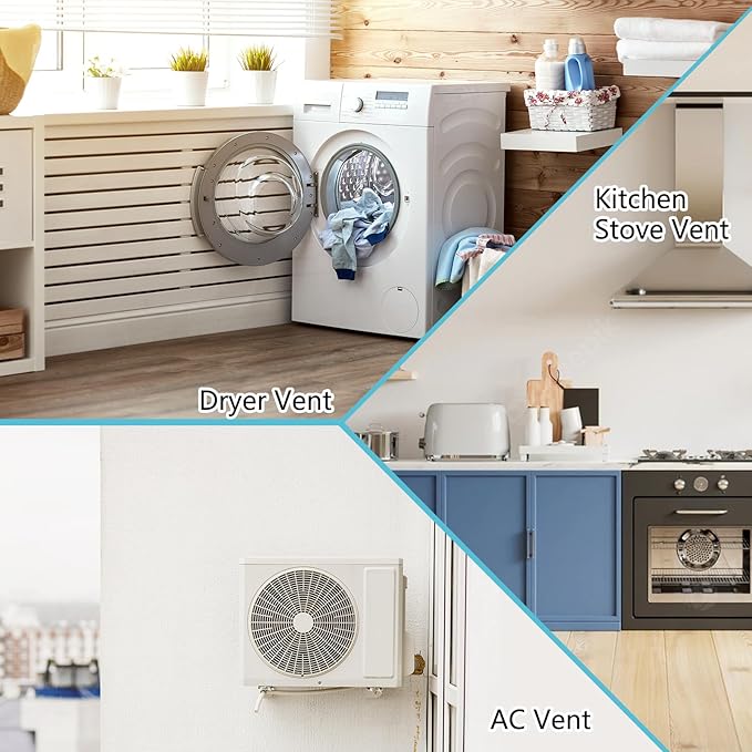 5 Inch Dryer Wall Vent Cover, HG Power Metal Wall Vent Cap Outside with Removable Screen & Cushioned Non-Return Flap for Home Wall, Air Condition, Range Hoods, Kitchen (White)