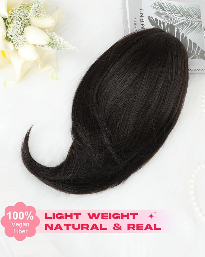 Ponytail Extension – 16” Claw Clip in Ponytail Hair Extensions Natural Soft Synthetic High Pony Tail Hairpieces for Women (Black Brown, 16 inch)