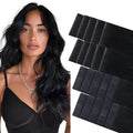 GOO GOO Invisi Edge Tape in Hair Extensions Human Hair, 1 Jet black 10pcs injected with 10pcs classical tape ins, 14inch 50g, Virgin Remy Hair, Natural Look