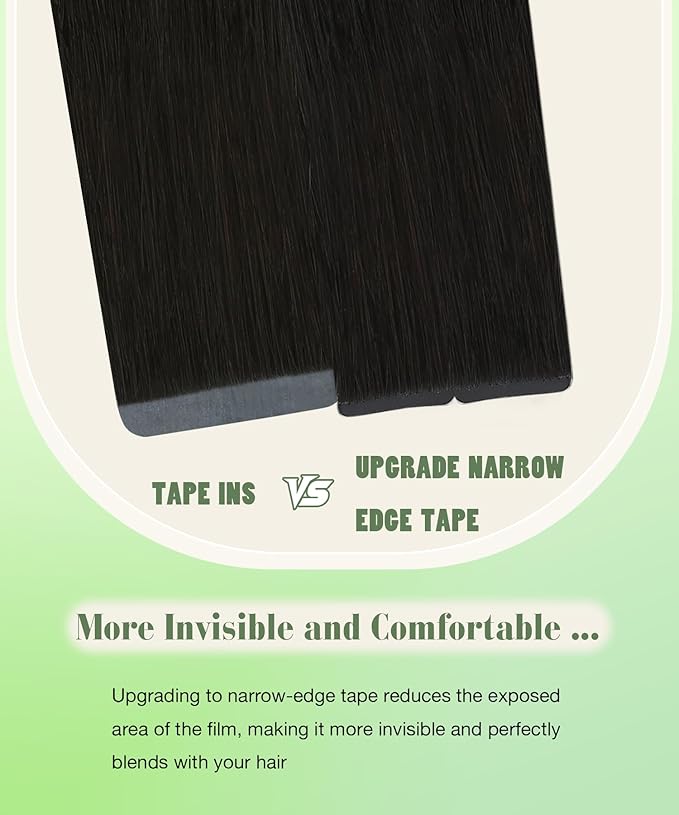 SURNEL 22 inch Tape in Hair Extensions Human Hair 1B Off Black Remy Tape in Hair Extensions 20pcs 50g(#1B-22)