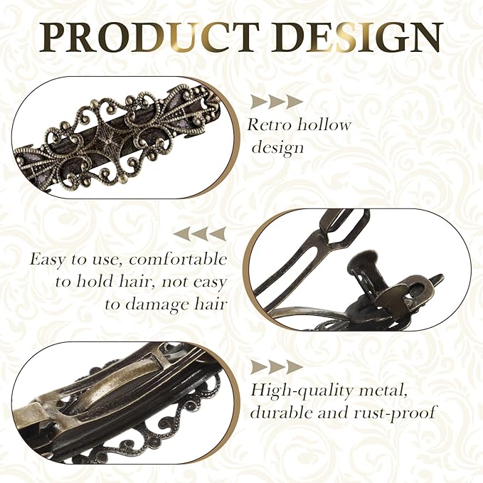 Geyoga 6 Pieces Vintage Hair Barrettes for Women Retro Flower French Pearl Crystal Rhinestones Clips Hair Pins for Women Styling Accessories(Classic Style)