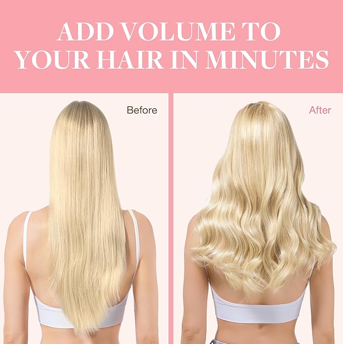 GOO GOO Clip in Hair Extensions Real Human Hair, Remy Human Hair Extensions Clip ins for Women, Natural Human Hair, 22inch 120g 7Pcs, 613R Bleach Blonde