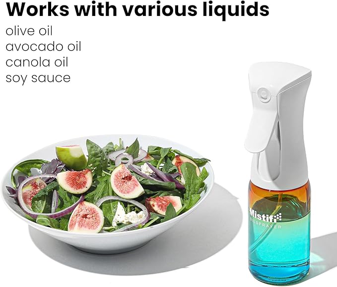 Mistifi Oil Sprayer 150ml glass bottle. Upgraded Version.Fine Mist Spray Bottle for Air Fryer, Olive Oil, Avocado Oil, Healthy Nonstick Frying, Commercial & Home Kitchen Use (PS635)