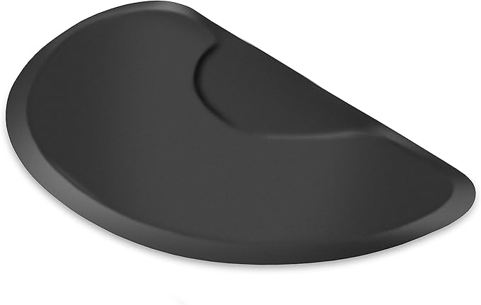 Saloniture 3 ft. x 5 ft. Salon & Barber Shop Chair Anti-Fatigue Floor Mat - Black Semi Circle - 7/8 in. Thick