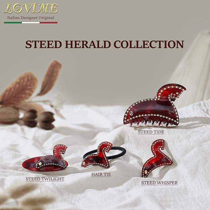 2026 Original Italian Designed Christmas Hair Clips for Women, Plant-Based Acetate Hair Hairpin for Birthday Girls, Handmade Christmas Hair Accessories With Gift Box-Steed Whisper