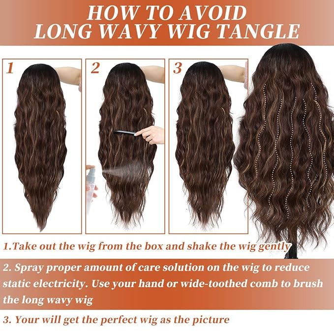 13x4 Synthetic Lace Front Wigs Pre Plucked 26 Inch Long Wavy Auburn with Honey Blonde Wigs For Black Women Ready to Wear 100% Futura Premium Lace Wig Daily Party Use