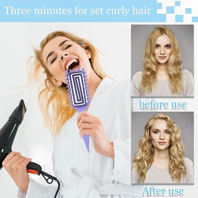 Curly Hair Brush,Curl Defining Brush,Slick Back Hair Brush,Rat Tail Comb,Edge Bristle Brush,Clip Claw,Bow,Satin Scrunchies,No Damage Hair Ties,Scarf Hair Ties,Gifts For Women,Best Gift Set(Purple)