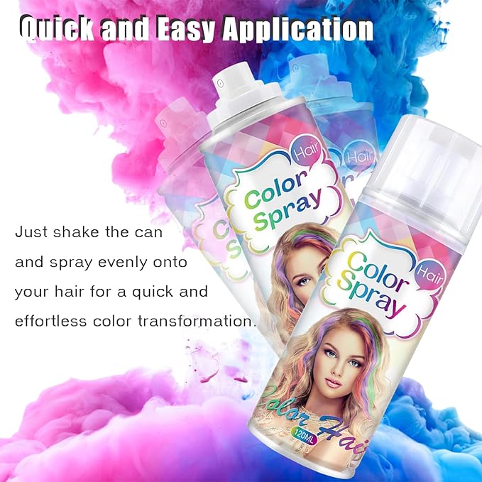 Temporary Hair Color Spray, Blue Hair Dye Pomades for Kids and Women-Perfect for Cosplay, Christmas, and Halloween Parties, Natural Washable Quick-Drying, One-Time Use in one wash (Blue, 120ml)