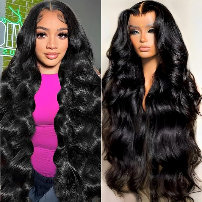 18 Inch 13x6 Lace Front Wigs Human Hair 200 Density Body Wave HD Lace Front Wigs Human Hair Pre Plucked Natural Color Glueless Wig 100% Virgin Human Hair Lace Front Wigs for Women