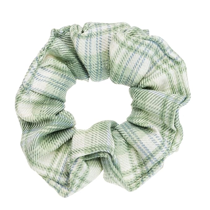 Colorful Plaid Bandana Scrunchies - 6PCS Hair Ties for Women (Assorted Patterns)