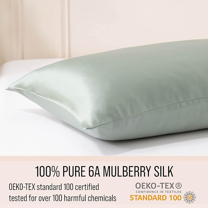 Bella Coterie Luxury Silk Pillowcase for Hair and Skin | 30 Momme | 100% Pure 6A Mulberry Silk | Super Soft | Perfectly Plush [Standard, Sage Green]
