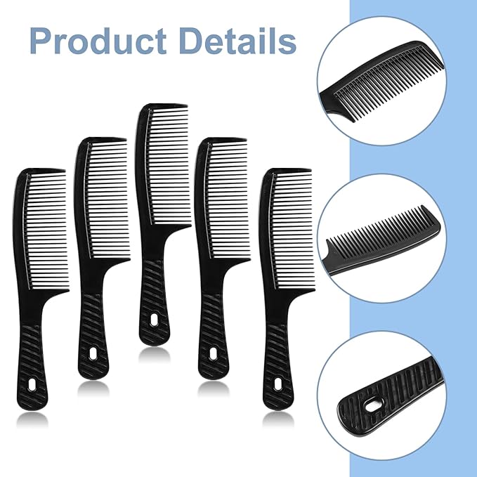 Disposable Combs in Bulk Individually Wrapped Widen Combs Sturdy Hair Combs for Women and Men, Long Handle Fine Combs for Homeless, Hotel,Shelter, Nursing Home,Charity Church Black (8 IN, Count, 30)