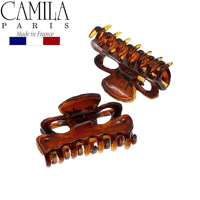 Camila Paris CP2628/2 French Hair Clip for Women, Set of 2 Small 1 inch Girls Hair Claw Clip Jaw Fashion Durable Styling Hair Accessories for Women, Ladies Strong Hold Grip Clamp, Made in France