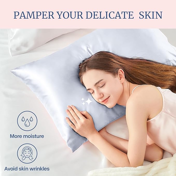 BEDELITE Satin Pillowcase for Hair and Skin, Super Soft Similar to Silk Pillow Cases 4 Pack with Envelope Closure, Cooling Pillowcases for Women Men (20"x36" King Size, Evening Haze)