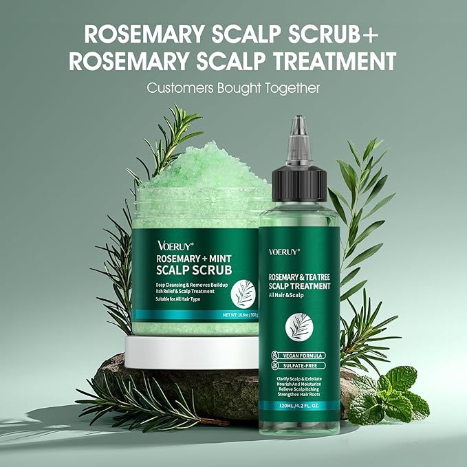 Scalp Treatment, Rosemary Refreshing Scalp Treatment with Tea Tree, Clarifying Build Up & Purifying, Leave-In Scalp Detox for Dry Itchy Scalp,Vegan & Cruelty-Free,120ML