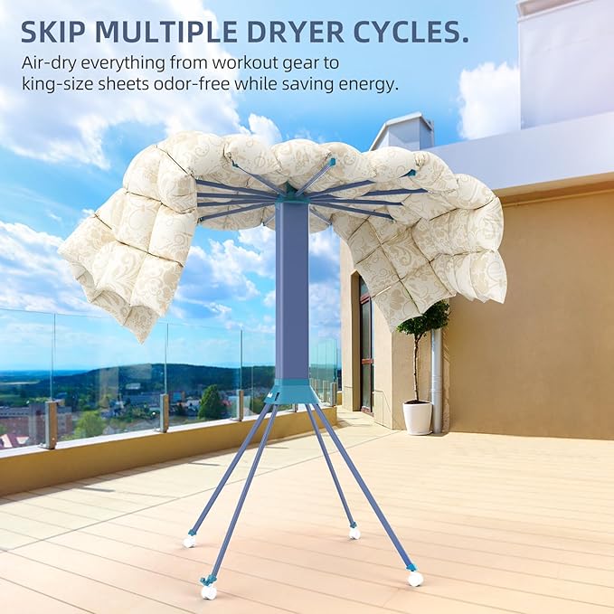 Clothes Drying Rack Foldable & Collapsible Drying Racks with 4-Leg Octopus Design, Large Capacity Space Saving Indoor Drying Rack for Bedroom,Balcony,Laundry for Indoor/Outdoor Use(Grey & Green)
